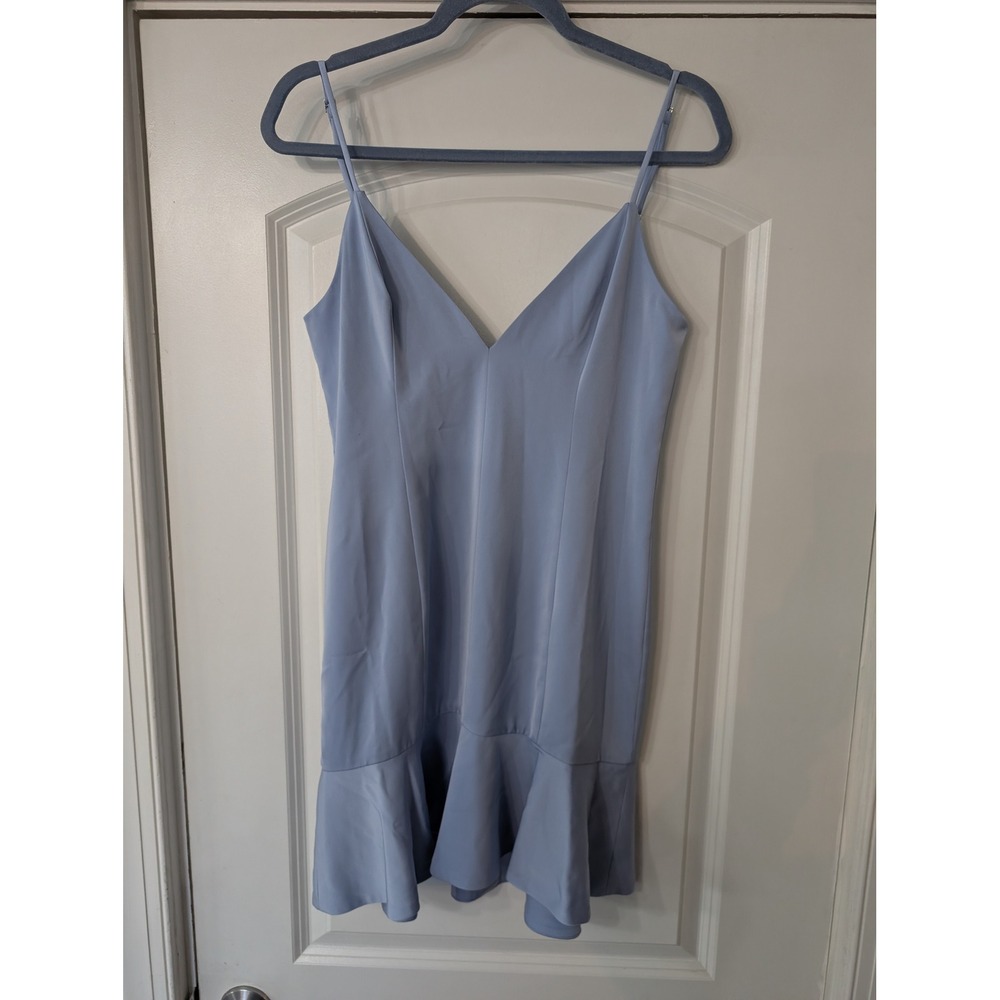 Revolve NBD Slow Motion Mini Dress prom Light Blue V-Neck Ruffle Hem medium